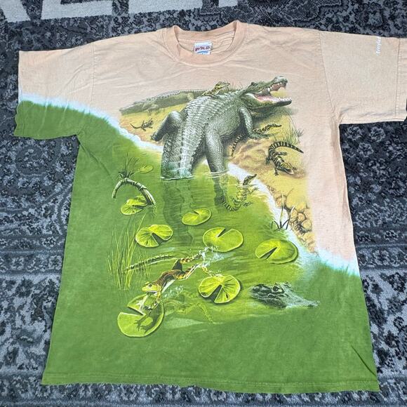 Vintage Alligator/Crocodile Wildlife Graphic T-Shirt Men’s M Swamp Animal Tee - Picture 1 of 8